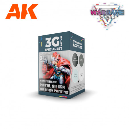 AK WARGAME COLOR SET NON METALLIC METAL SILVER